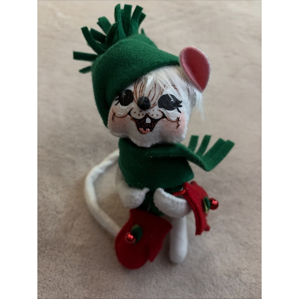 Annalee 6" White Christmas Mouse Plush Figure Holiday Decor  602210